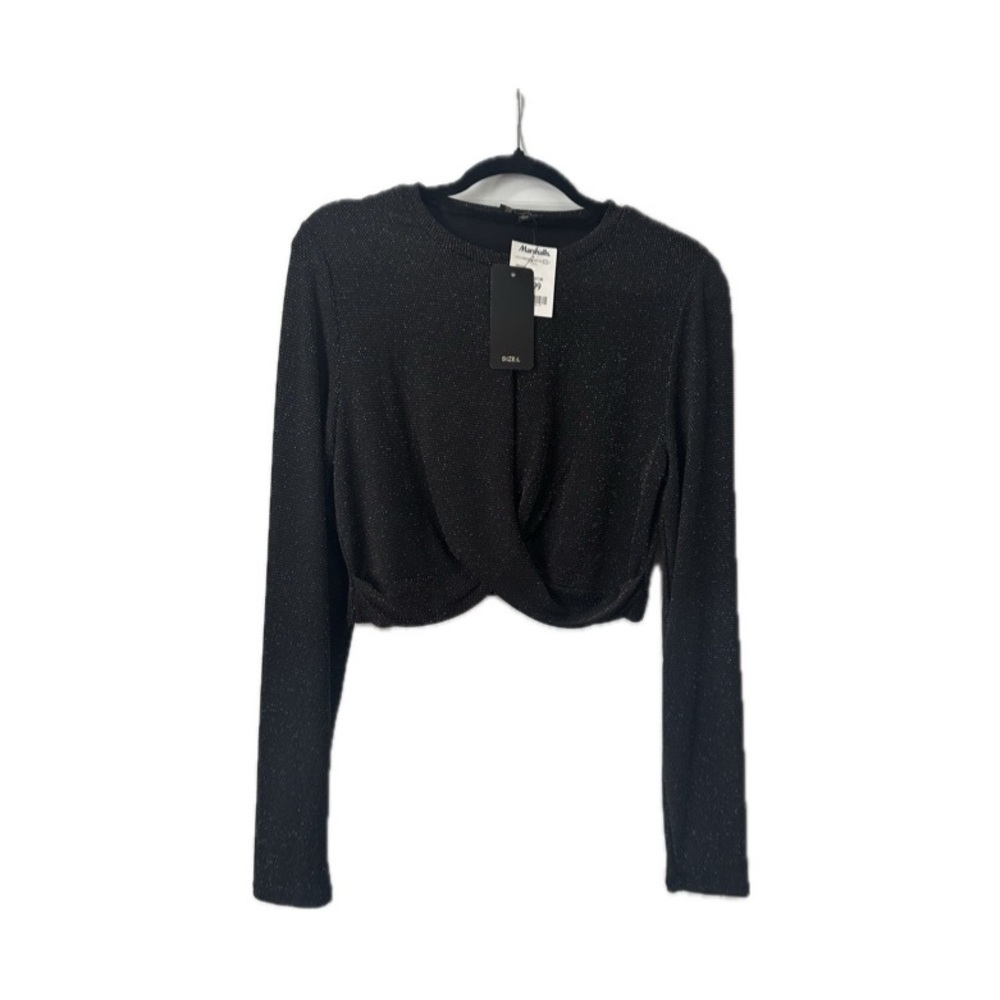 NWT black &gold long sleeve crop top